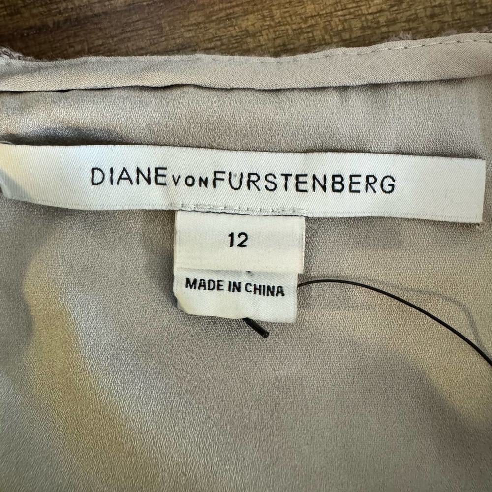 Diane von Furstenberg  Sarita Pebble Lace Leather Detail Dress Size 12 - Picture 11 of 14